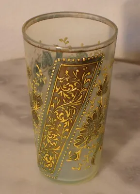 Victorian Antique Moser Art Glass Vaseline Decorated Juice • $105