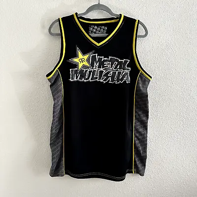 Metal Mulisha Black Gray Yellow Tank Top Basketball Jersey - Men's Size Large • $45