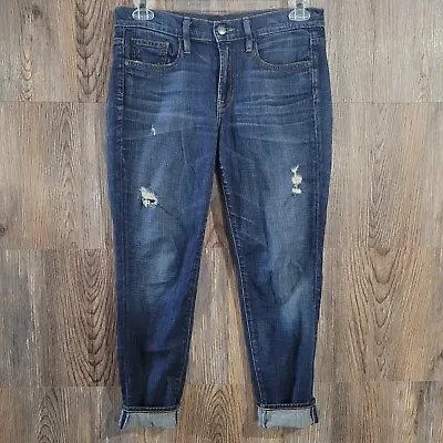 Vince Mason Relaxed Rolled Jeans Size 28x26 Tapered Dark Wash Distress Mid Rise • $22.50