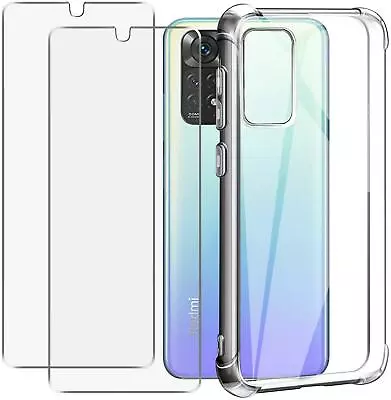 For Xiaomi Redmi Note 11 4G Case Clear Silicone Gel Phone Cover + Tempered Glass • £4.45