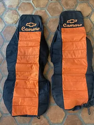 $59.95 • Buy Vintage Camaro Seat Covers Orange And Black Sports Car Chevy Chevrolet