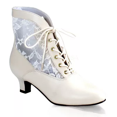 $59.95 • Buy Ivory Cream Vintage Bridal Steampunk Victorian Period Era Boots Shoes Heels