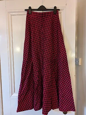 £5.50 • Buy Stunning Size 8 Full Length Cerise Pink 60s Pattern Maxi Skirt, Homemade, Cotton