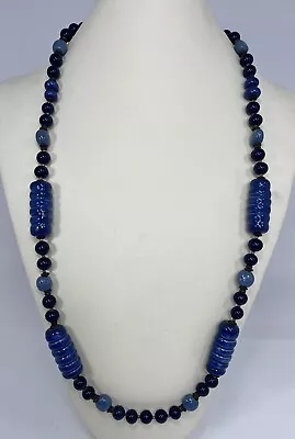 Vintage Miriam Haskell Necklace Brilliant Blue Glass Beads - Signed • $225