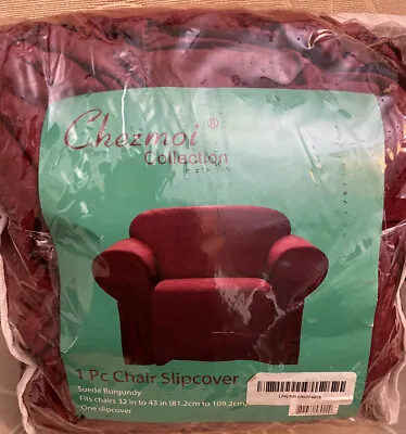 Chezmoi Collection- Burgundy Micro Suede Chair Slipcover -One Piece • $27.90