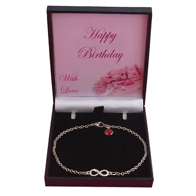 £10.99 • Buy Delicate Birthstone Bracelet With Infinity Sign. Gift For Mum, Sister, Daughter