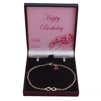£10.99 • Buy Delicate Birthstone Bracelet With Infinity Sign. Gift For Mum, Sister, Daughter