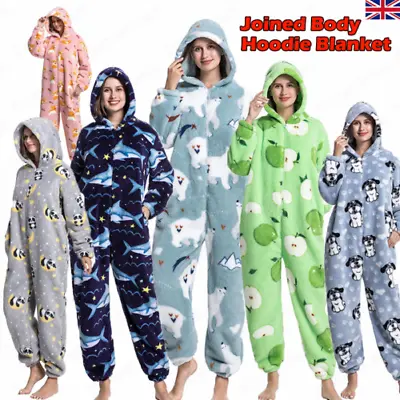 £21.99 • Buy Women 1Onesie Winter Soft Sherpa Fleece Hooded Romper All In One Zip Jumpsuit UK
