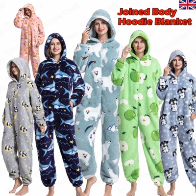 £21.44 • Buy Women 1Onesie Winter Softly. Sherpa Fleece Hooded Romper All In One Zip Jumpsuit
