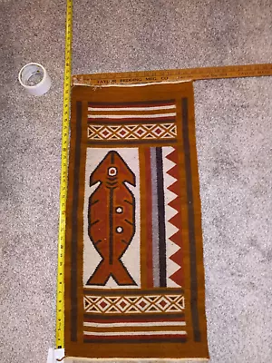 VTG HANDMADE ECUADOR WOVEN Tribal Fish  WALL HANGING TAPESTRY 32 X 16  • $19.99