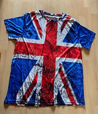 Men’s Union Jack T-Shirt Printed Both Sides Size XL 90% Polyester 10% Spandex • £14.90