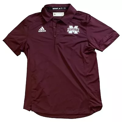 Used Adidas Mississippi State Univeristy Bulldogs Polo Maroon Size Medium • $19.97