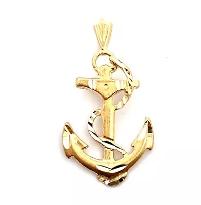 14kt Yellow Gold Brushed/diamond Cut Anchor Pendant 1.2 Grams • $99