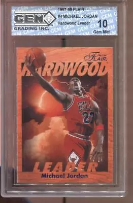 1997-98 Michael Jordan Flair Hardwood Leader #4 Gem Mint 10 Chicago Bulls GOAT • $67.99