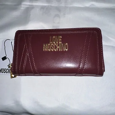 NWT!!! Ladies Love Moschino Portafogli Napa PU Vino Wine Zip Continental Wallet • $45