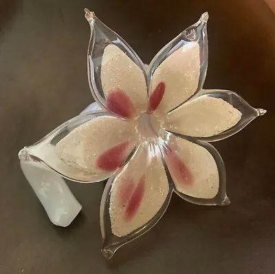 Murano Style Hand Blown Flower Art Glass 6 Petals Spiral Stem FREE SHIPPING • $23.27