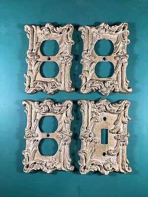 Vintage Floral Ornate Switch Plate & Double Outlet Covers Lot | Brass Colored • $24.99