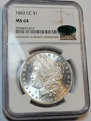 1882-cc Morgan $1  Ngc Ms 64 Cac Very Choice And Brilliant For Grade • $525