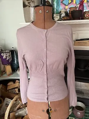 M&S Limited Collection Lilac 100% Merino Wool Cardigan Size L Vgc • £10