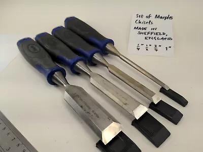 Vtge Marples Beveled Edge Chisels 1  3/4  1/2  1/4  - Made In Sheffield England • $84.95