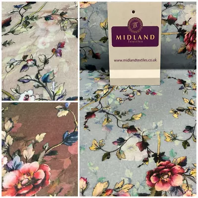 Summer Floral Lightweight Cotton Lawn Dress Fabric Sold Per Metre M1828 • £1.50