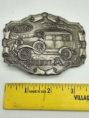 Vintage MODEL A FORD Sedan Belt Buckle Pewter LEWIS BUCKLES Chicago • $12