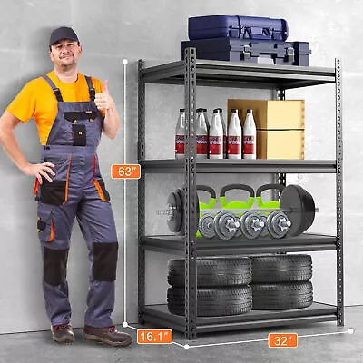 Heavy Duty 72 H Shelf Unit Garage Metal Storage 5 Level Shelves Rack Steel & MDF • $69.99