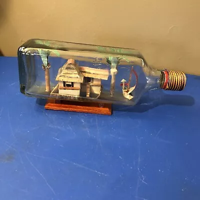 Vintage Philippines SHIP & FISHING HUT IN A BOTTLE Of W & A Gilbey's London Eng • $45