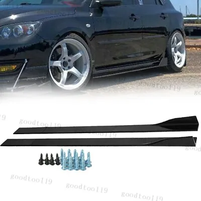 $46.95 • Buy Pair Glossy Black For Mazda 3 2 5 6 Side Skirts Extension Panel Lip US FAST