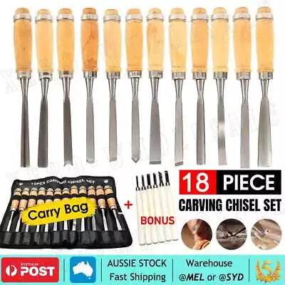 18x Wood Turning Lathe Chisel Set Woodworking Carving Woodturning Tool In AU • $25.99