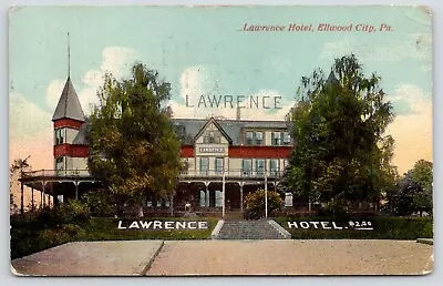 Ellwood City Pennsylvania~Lawrence Hotel~Room Price In Grass~c1910 Postcard • $6.50