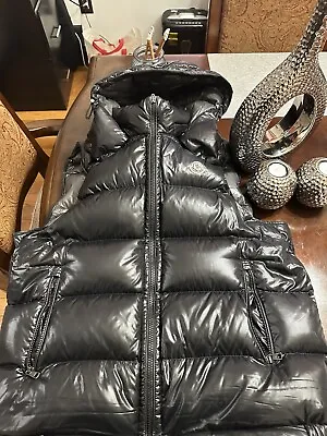 Mens Black Moncler Black Vest With Hood Size 7 • $700