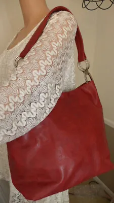 Purse Bag Shoulder Red Maroon Classy Leather-Like Pockets Silver Hardware Medium • $24