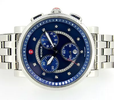 MICHELE Sport Sail Chronograph Stainless Steel Quartz Diamond Dial Watch 41 MM • $1265