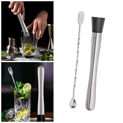 Cocktail Muddler Sets Stainless Steel Bar Mixer Barware Drink Cocktail DIY Tools • £9.49