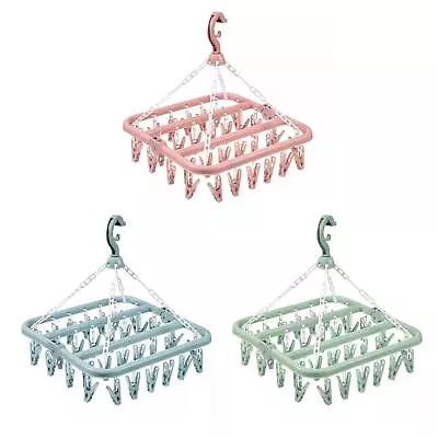 £5.99 • Buy 2PCS Dryer Washing Line 32 Peg Airer Clothes Horse Underwear Socks Pants Hanger