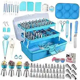 Cake Decorating Tools Supplies Kit: 236pcs Baking Accessories With Storage Blue • £52.99