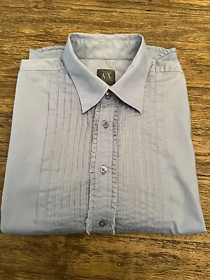 Armani Exchange A/X Men's Tuxedo Style Cotton Button Down Blue Shirt Size XL • $26