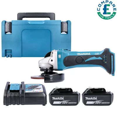 Makita DGA452 18v 115mm Angle Grinder With 2 X 6Ah Batteries Charger & Case • £290.98