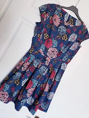 Marc O'Polo Pretty Blue Floral Cotton Summer Lightweight Dress Size 10 • £12