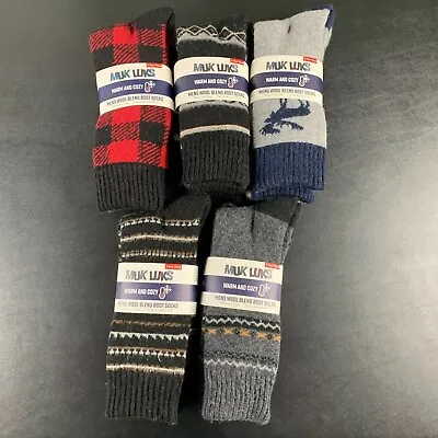 Muk Luks Mens Wool Blend Boot Socks Warm And Cozy 2 Pair Pack Size 10-13 -Choose • $13.99