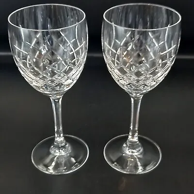 2x Signed Edinburgh Crystal Large Faceted Stem Cut Wine Glasses 19cm • £14