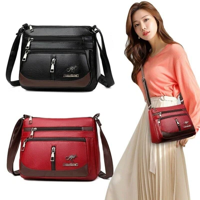 £7.99 • Buy Leather Shoulder Bag Women Retro Messenger Bag Double Zipper Multi-function Tote