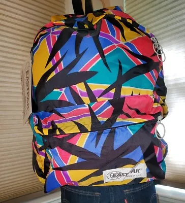 NWT Vintage Eastpak Backpack 1980s Colorful Geometric Design Deadstock Props USA • $49.77