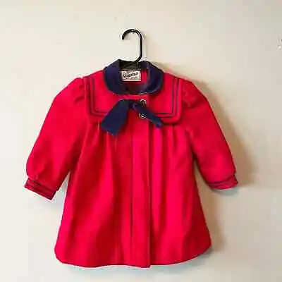 Vintage 4T Rothschild Madeline Parisian Puff Sleeve Bow Anchor Button Coat • $40