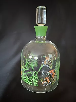 Vintage Bohemia Czechoslovakia Glass 36 Oz Whisky Decanter Mallard Ducks Barware • $7.99