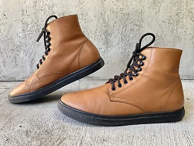 Frank & Oak Men's Cognac Leather High Top Sneaker Boots EU Size 42/ US Size 9 • $31.35