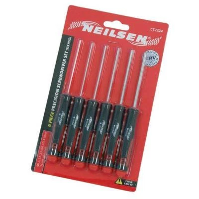 6pc PRECISION SCREWDRIVER SET HEX HEAD MINI SOFT GRIP HANDLES DIY ALLEN KEY • £5.95