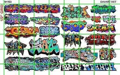 NH103 1/2 Set N SCALE MODERN GRAFFITI URBAN TAGGING For TRAINS BUILDING MORE • $4.94