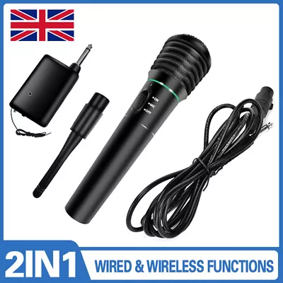 1 Set Wireless Microphone Dynamic Cordless Handheld Mic System Receiver Karaoke • £9.89